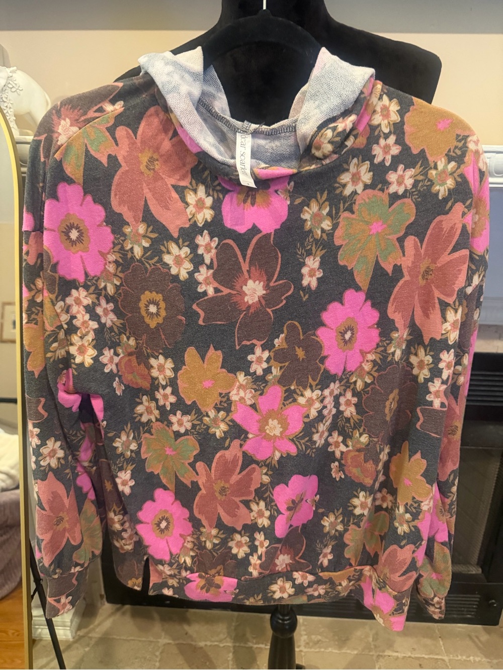 Scarlett Floral Cowl Neck Sweater - Pink & Brown